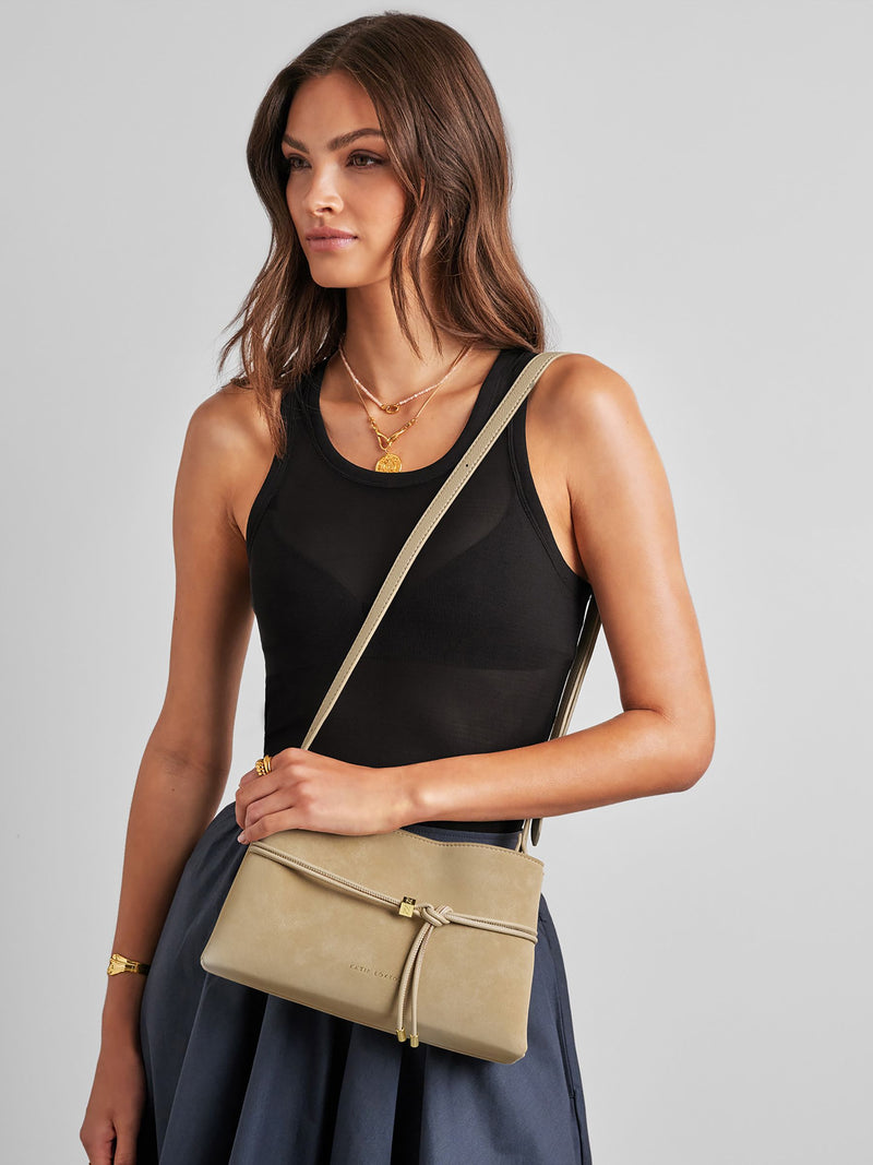 Katie Loxton cross-body bag Natural Desert Sand suedette, UK version
