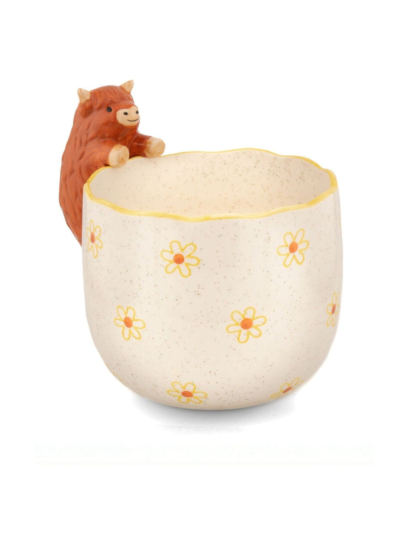 Sass & Belle porcelain planter brown highland cow 13cm, UK version