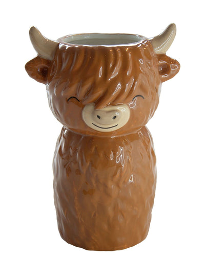 Next Sass & Belle Brown Highland Cow Shaped Vase- Buy online at McGrocer