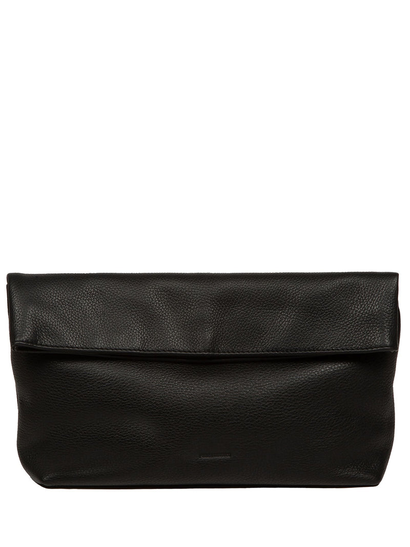 Pure Luxuries London black Sabella leather clutch bag, imported from the UK