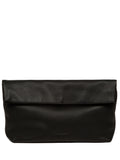 Pure Luxuries London black Sabella leather clutch bag, imported from the UK