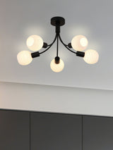 Next Searchlight Black and White 5 Light Metal & Glass Ceiling Lamp- Buy online at McGrocer