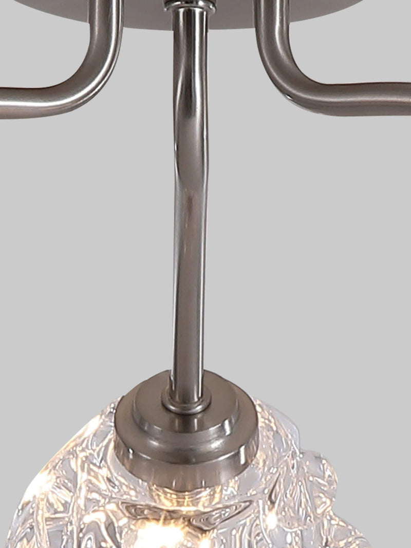 Searchlight satin nickel textured glass flush ceiling light 50cm - British product