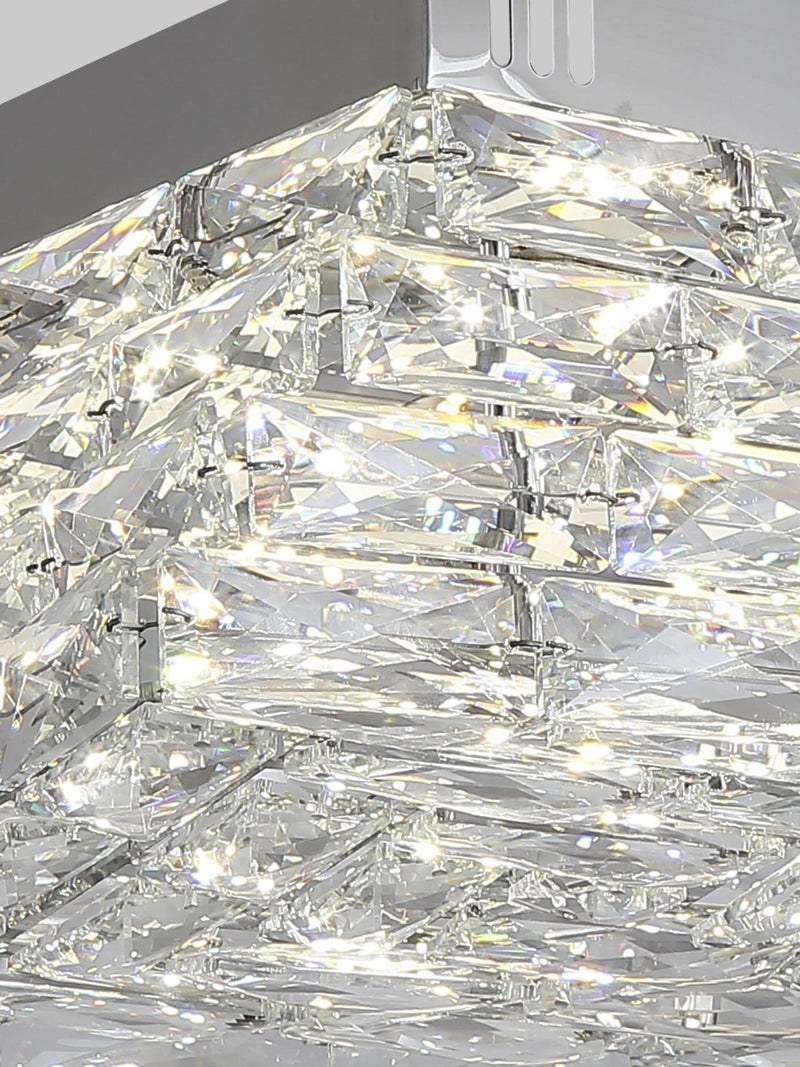 Searchlight chrome and clear crystal flush ceiling light - British product