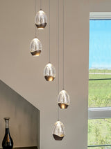 Next Searchlight Latte and Champagne 5-Light Textured Glass Drop Pendant Ceiling Light- Buy online at McGrocer