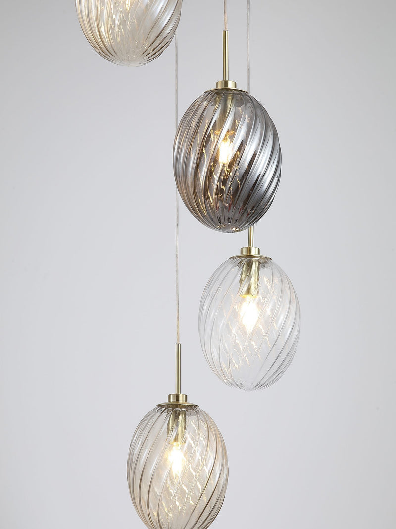 Searchlight brass multi glass pendant ceiling light, imported from the UK
