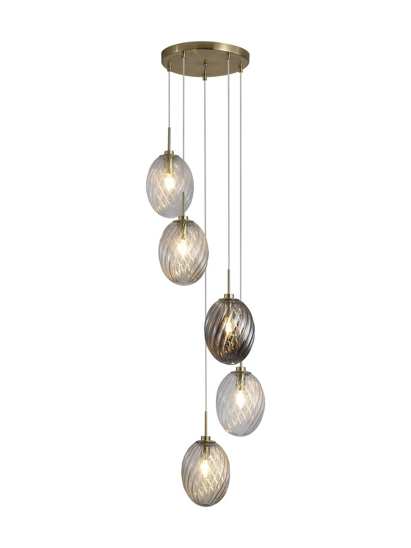 Searchlight brass multi glass pendant ceiling light, imported from the UK