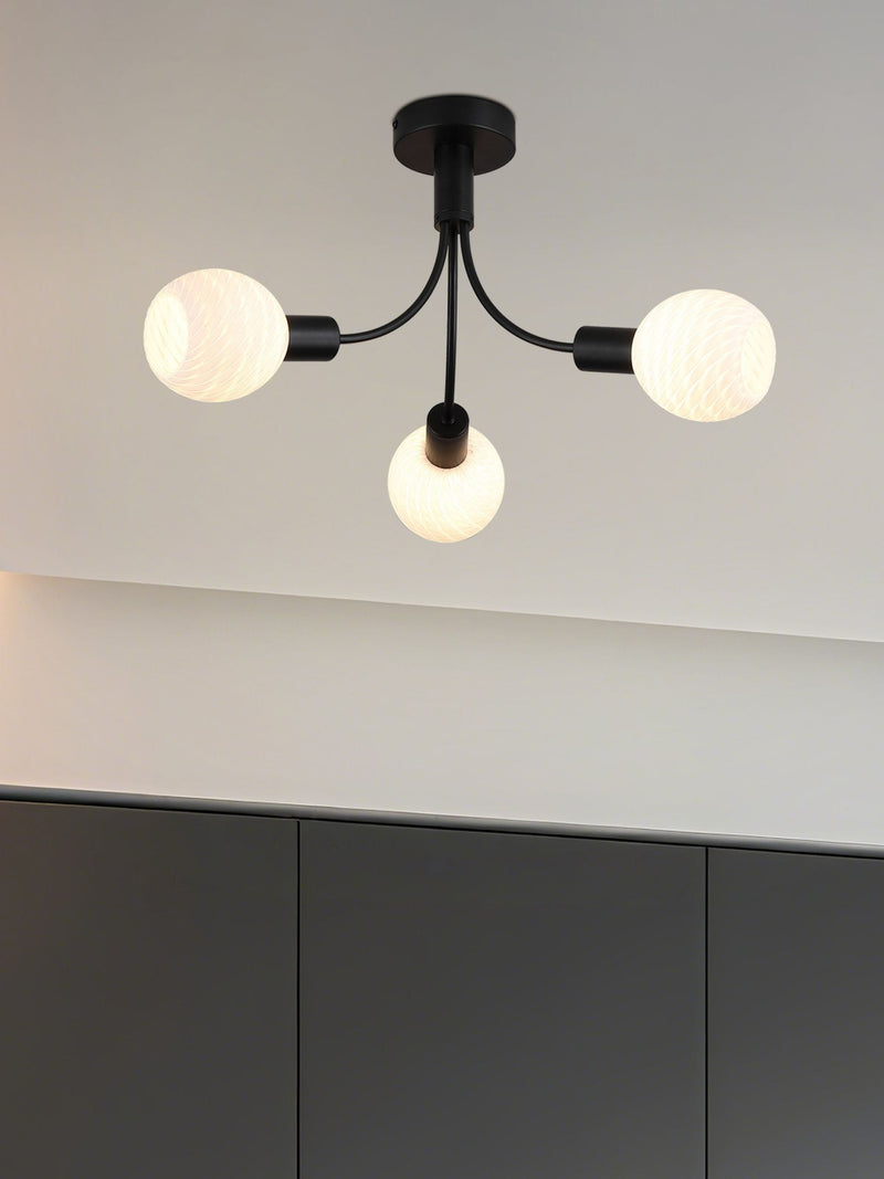 Searchlight 3 light ceiling lamp with opal glass shades - British product