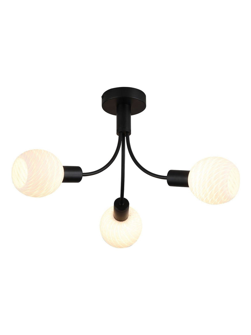 Searchlight 3 light ceiling lamp with opal glass shades - British product