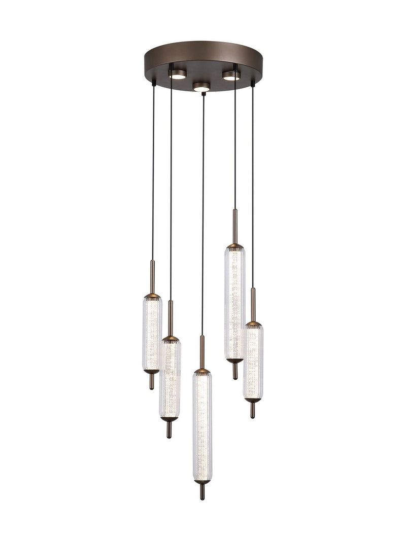 Searchlight 5-light multi drop glass pendant light, UK version