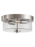 Searchlight satin silver flush ceiling light with seeded glass shade, UK version