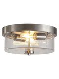 Searchlight satin silver flush ceiling light with seeded glass shade, UK version