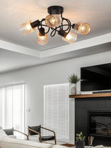 Next Searchlight Amber and Black 5 Light Metal and Glass Ceiling Lamp- Buy online at McGrocer