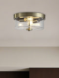 Searchlight antique brass seeded glass flush ceiling light, UK version