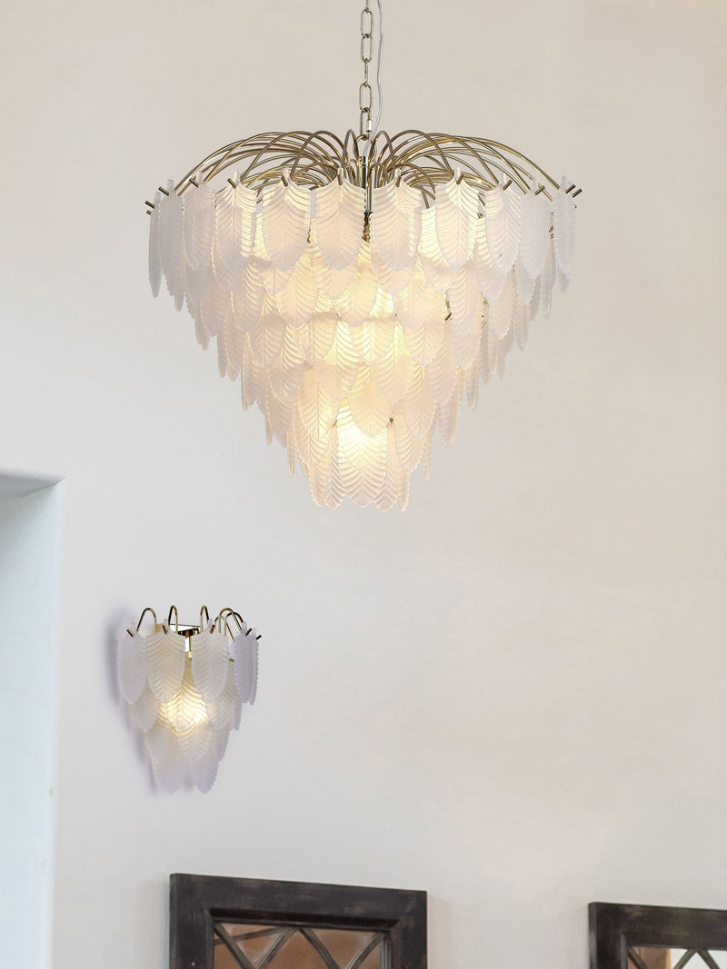 Searchlight brass frosted glass wall light 29cm, imported from the UK