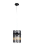 Searchlight Black Smoke glass rod pendant ceiling light, UK version