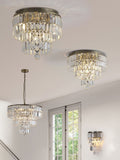 Searchlight antique brass crystal flush ceiling light (British brand)