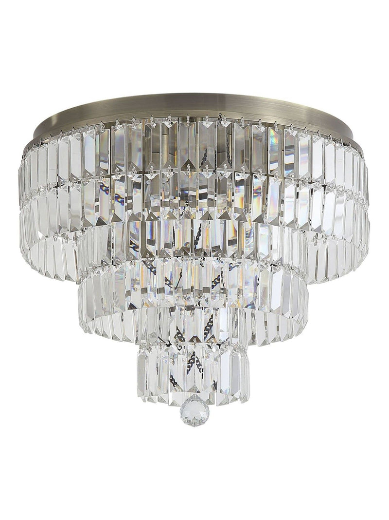 Searchlight antique brass crystal flush ceiling light (British brand)