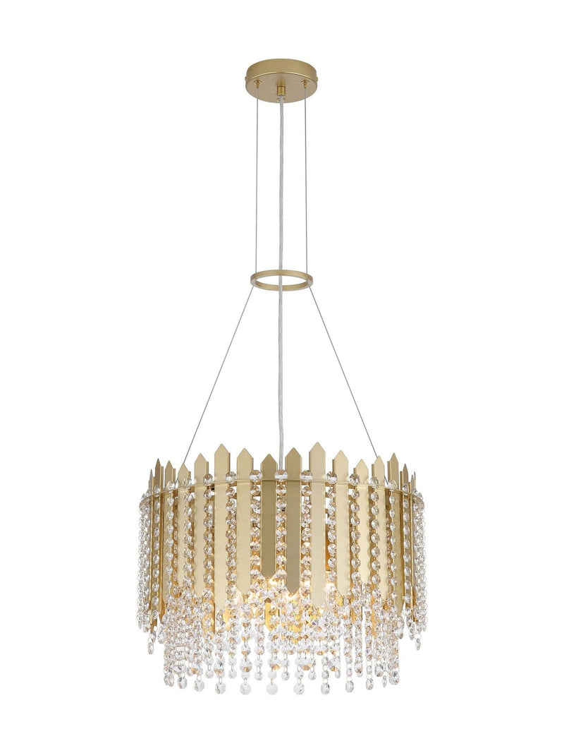 Searchlight gold clear crystal pendant ceiling light, imported from the UK
