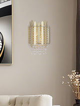 Next Searchlight Gold 2 Light Metal & Clear Crystal Wall Light- Buy online at McGrocer