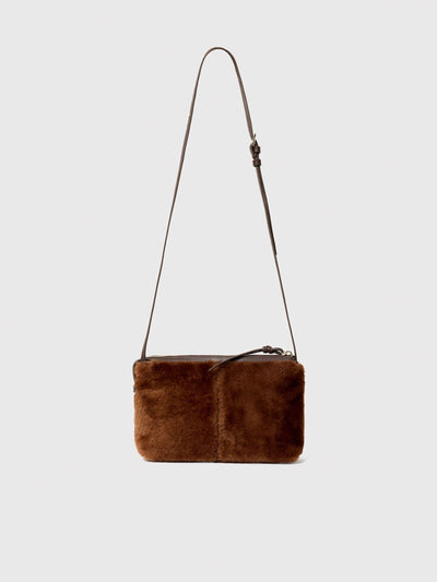 Next Whistles Brown Kaia Shearling Crossbody Bag- Buy online at McGrocer
