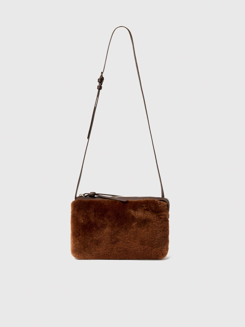 Whistles crossbody bag brown shearling, UK version