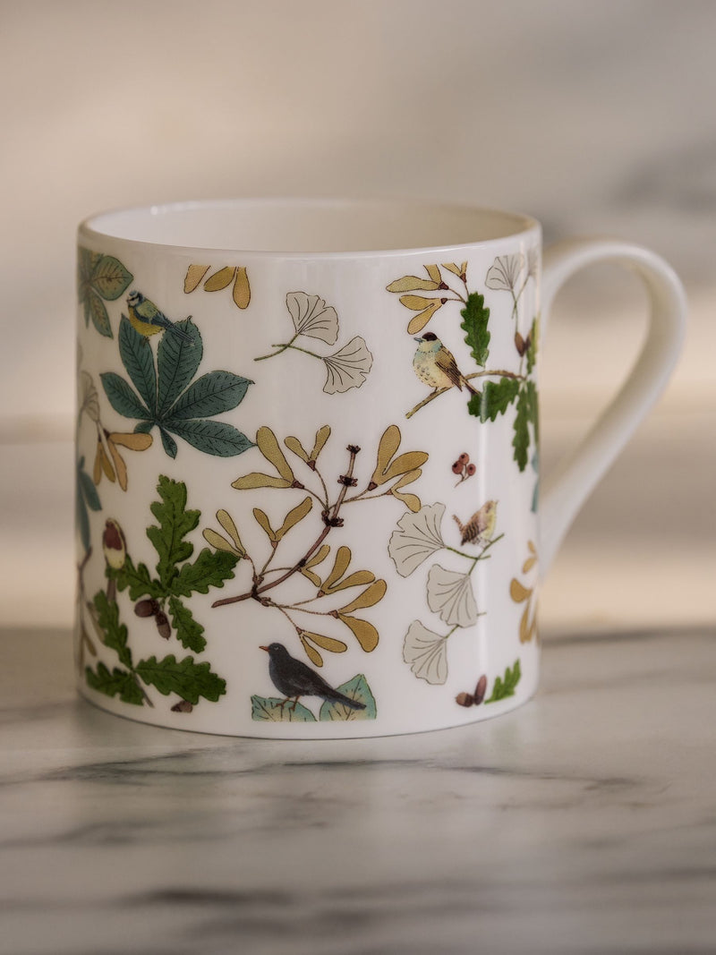 Sophie Allport Orchard Birds white mug fine bone china, imported from the UK
