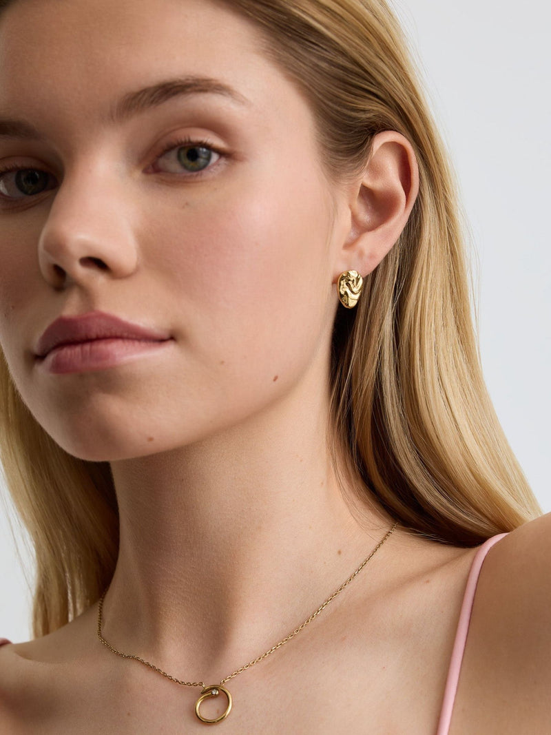 D.Louise gold tone molten studs stainless steel earrings (British brand)
