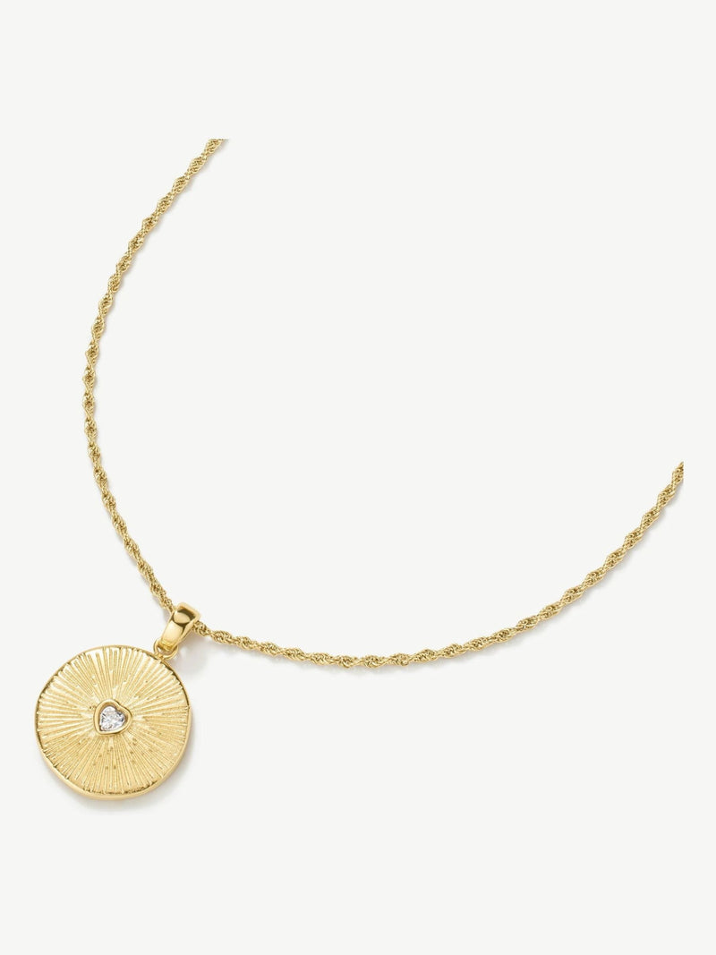 D.LOUISE gold tone heart talisman necklace with stones, imported from the UK