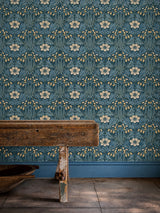 Next Morris & Co Indigo Anemone Unfinished Works Wallpaper 10m- Buy online at McGrocer