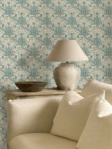 Next Morris & Co Teal Persian Tulip Unfinished Works 10M Wallpaper- Buy online at McGrocer