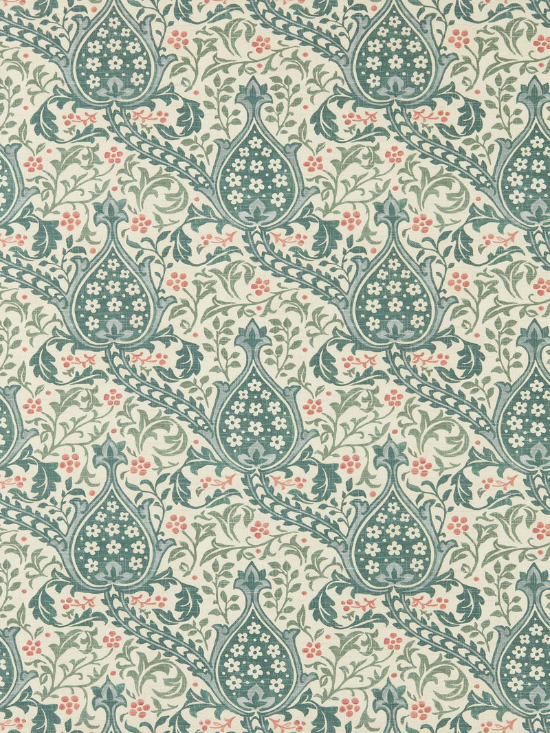 Morris & Co Teal Persian Tulip wallpaper 10M, imported from the UK