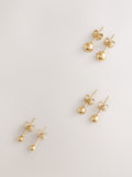 Gold tone waterproof stainless steel ball stud earrings 3 pack (British brand)
