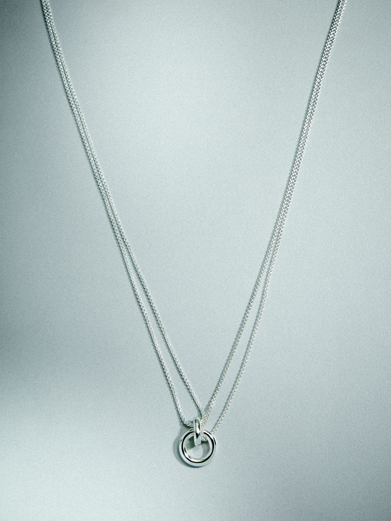 Silver plated double link necklace with cubic zirconia, imported from the UK