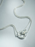 Silver plated double link necklace with cubic zirconia, imported from the UK