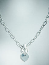 Next Sterling Silver Plated Heart T-Bar Chain Necklace- Buy online at McGrocer
