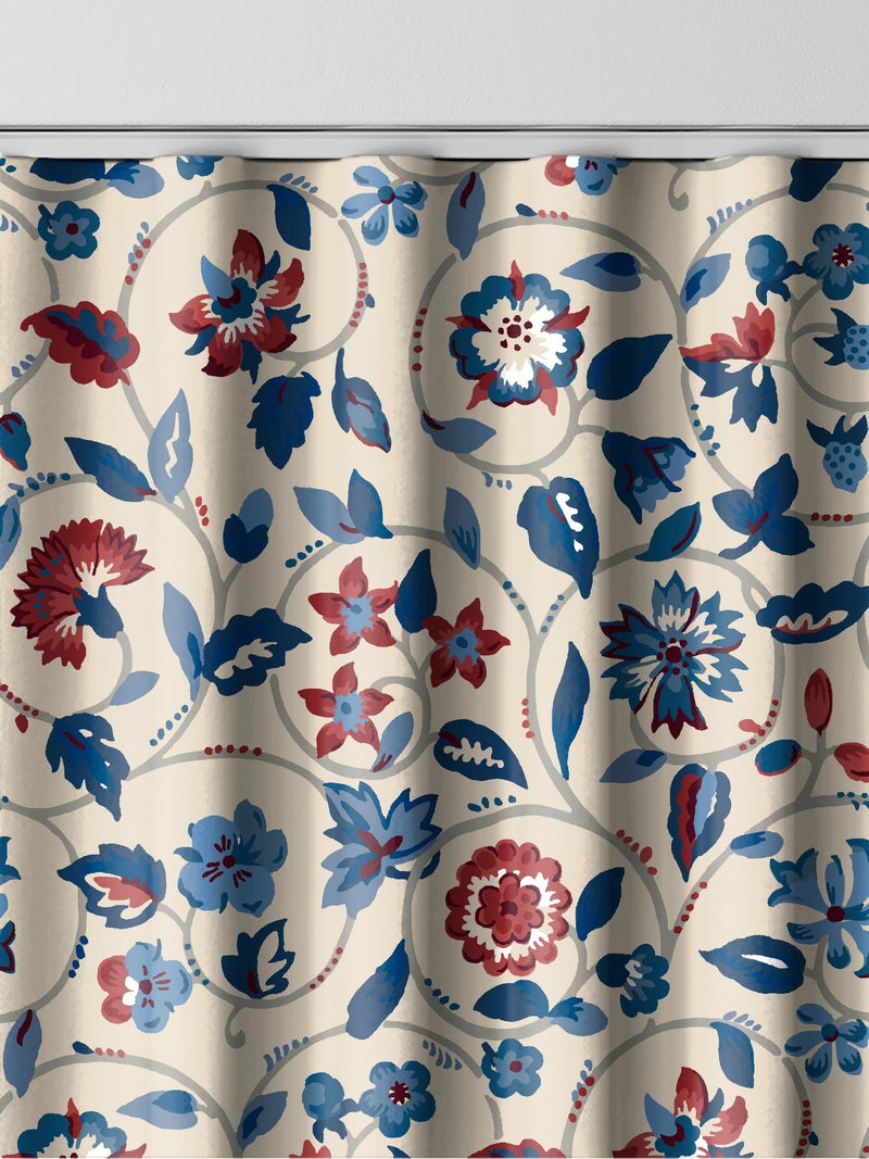 Land & Shore Esther made to measure curtain in red floral print, imported from the UK