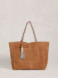 White Stuff brown Tara Tassel Tote bag, imported from the UK