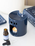 Something Different blue crescent moon oil burner, imported from the UK
