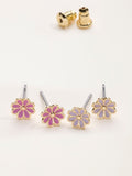 FatFace purple flower stud earrings two pairs (British brand)