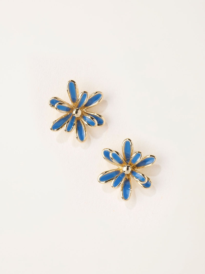FatFace Navy flower stud earrings (British brand)
