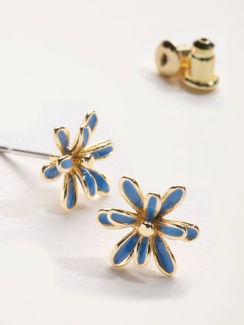 FatFace Navy flower stud earrings (British brand)