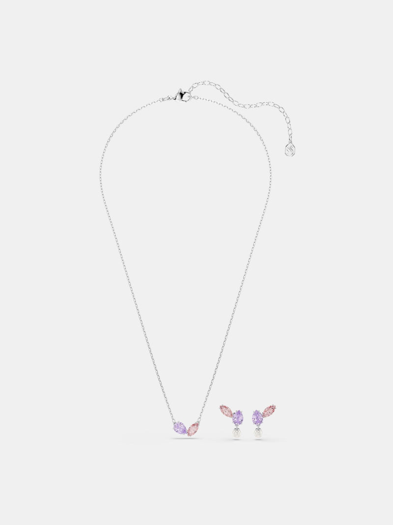 Swarovski multicoloured dragonfly necklace and earring set, imported from the UK