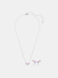 Swarovski multicoloured dragonfly necklace and earring set, imported from the UK