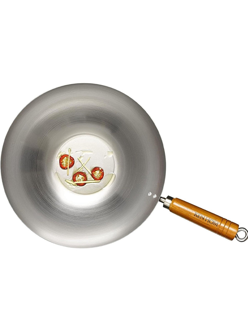 Ken Hom silver steel seasoning wok set 31cm (British brand)