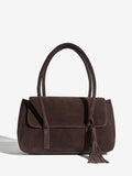 Friends Like These chocolate brown suede tassel shoulder bag (British brand)