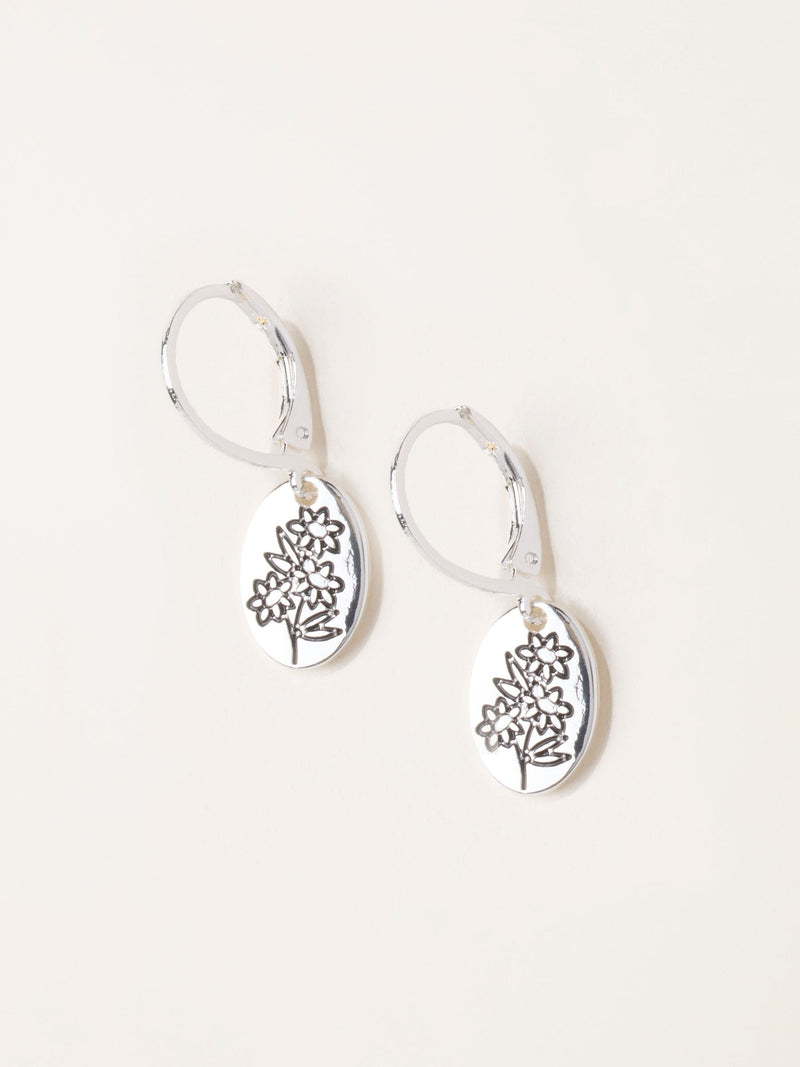 FatFace floral disc earrings in silver tone (British brand)