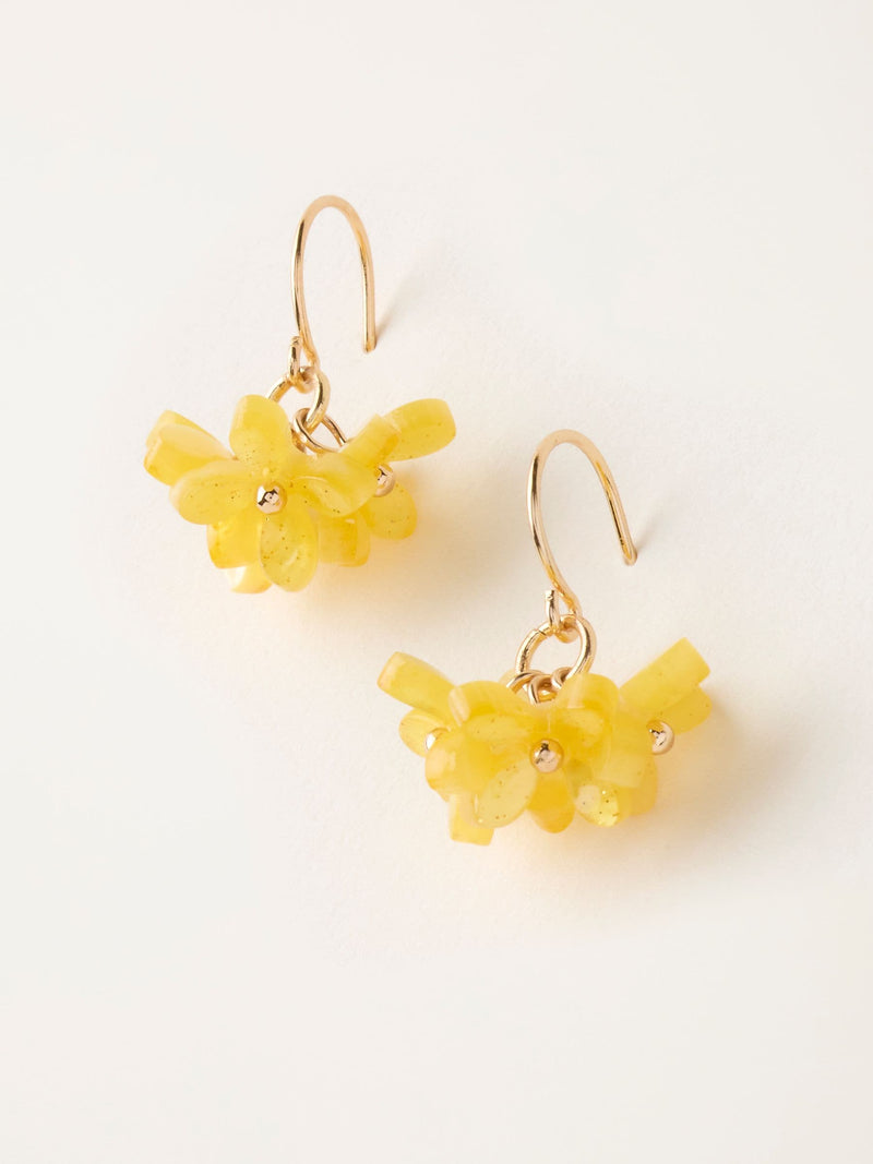 FatFace yellow flower cluster earrings, UK version