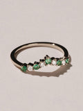 The Diamond Store 9k yellow gold emerald lab diamond wishbone ring, UK version