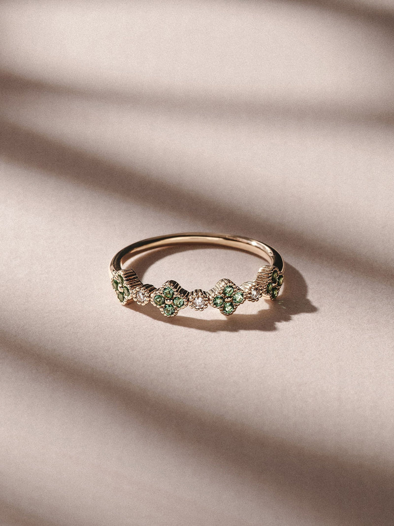 The Diamond Store 18K gold vermeil lab emerald clover ring, UK version